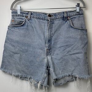 Vintage Levi’s 951 Relaxed Fit Light Wash Frayed Mid Length Jean Shorts